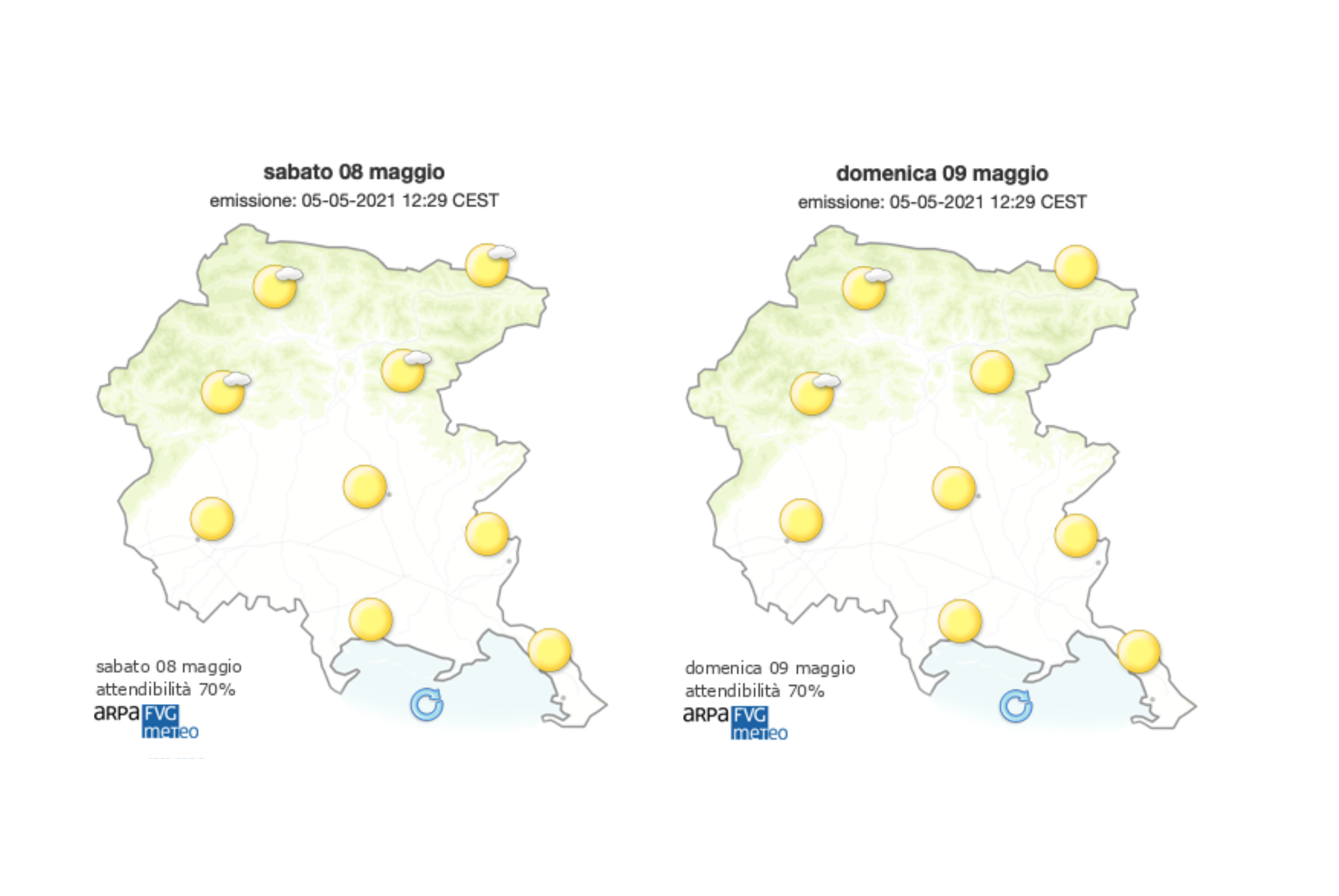 Immagine per Sole e caldo dopo l'acquazzone sul Goriziano, weekend di bel tempo